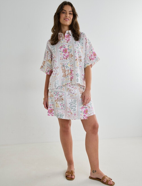 Zest Linen Boxy Shirt, Botanical Print product photo View 12 L