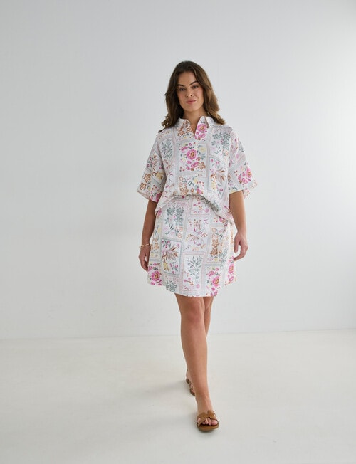 Zest Linen Wrap Skirt, Botanical Print product photo View 13 L