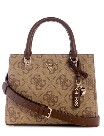 Guess Noelle II Small Multi Comp Satchel Bag, Latte Logo & Brown product photo