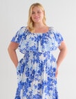 Studio Curve Floral Print Shirred Bodice Overlay Dress, Blue product photo View 05 S