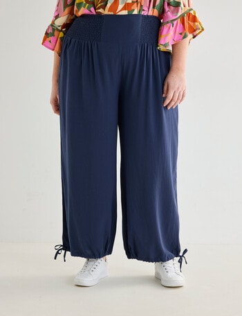 Studio Curve Ruched Waist Pant, Navy product photo