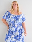 Studio Curve Floral Print Shirred Bodice Overlay Dress, Blue product photo View 03 S