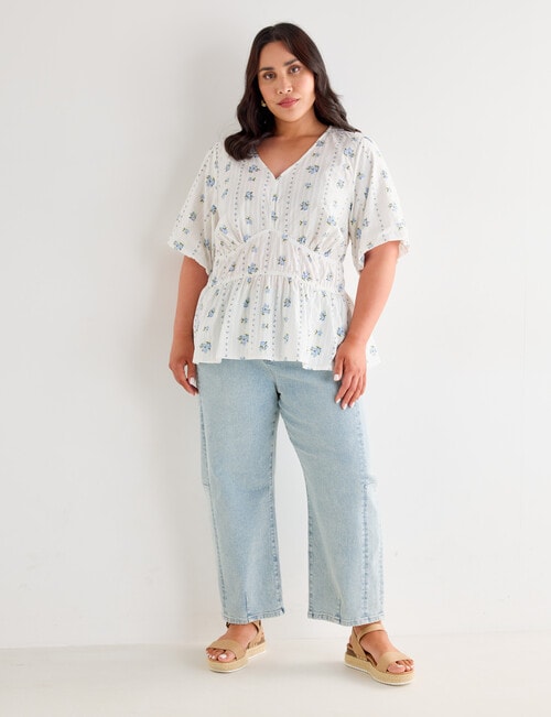 Studio Curve Textured Top, Lemon Floral product photo View 03 L