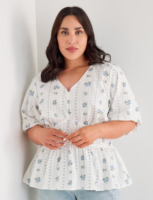 Studio Curve Textured Top, Lemon Floral product photo View 06 L