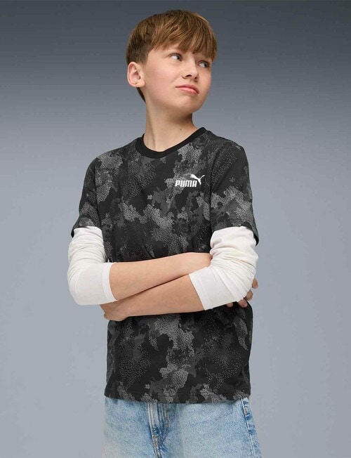 Puma All Over Print Camo Short Sleeve Tee, Black product photo View 03 L