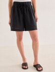 Mineral Lani Lace Trim Linen Shorts, Black product photo