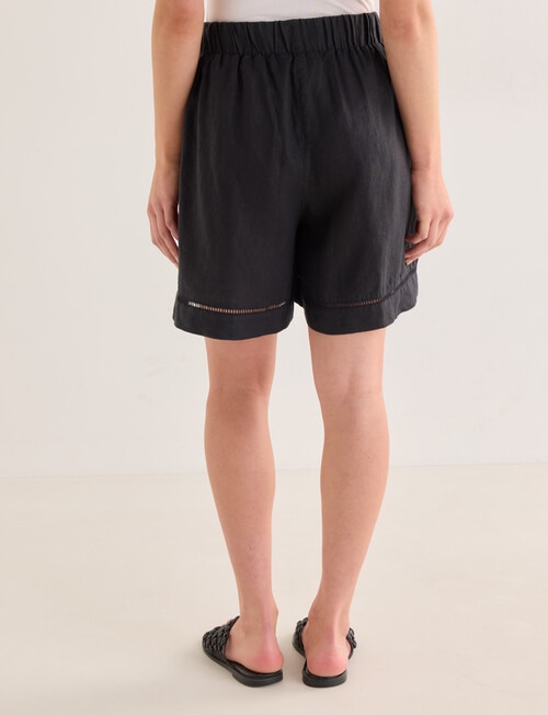 Mineral Lani Lace Trim Linen Shorts, Black product photo View 02 L