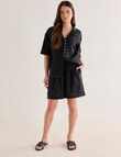 Mineral Lani Lace Trim Linen Shorts, Black product photo View 03 S