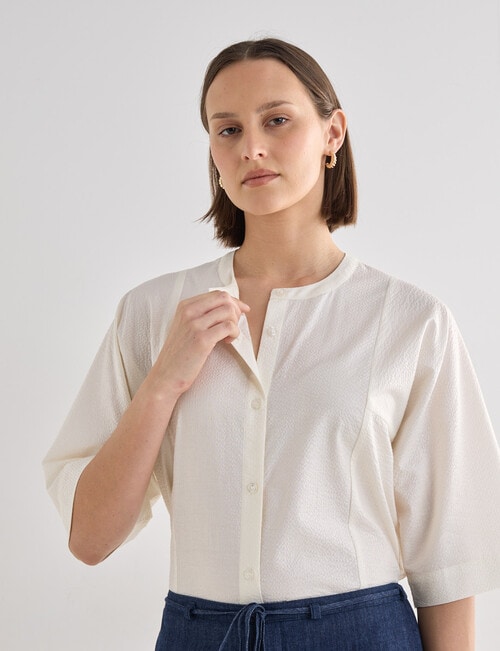 Jigsaw Eldora Seersucker Shirt, Cream product photo
