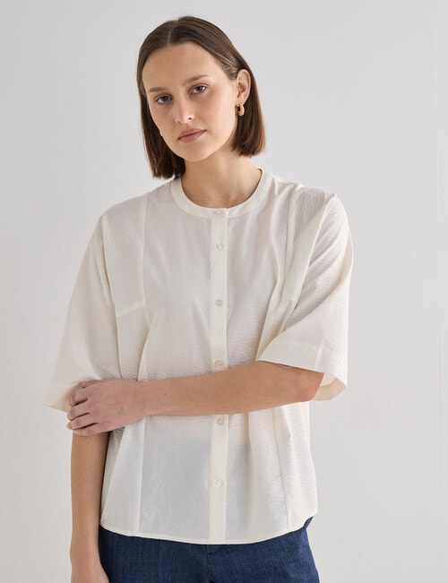 Jigsaw Eldora Seersucker Shirt, Cream product photo View 05 L