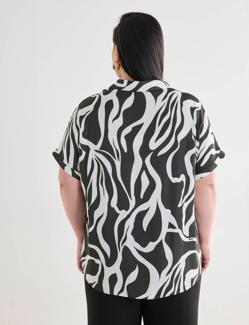 Studio Curve Collection Hammered Satin Boxy Shirt,Olive Abstract product photo View 02 L