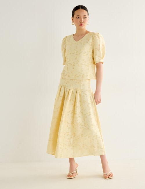 State of play Sabrina Textured Midi Skirt, Butter product photo View 04 L