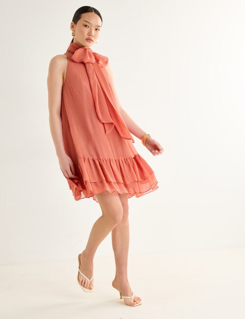 State of play Mirabelle Tie Neck Dress, Woodrose product photo View 03 L
