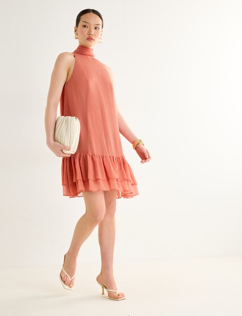 State of play Mirabelle Tie Neck Dress, Woodrose product photo View 05 L