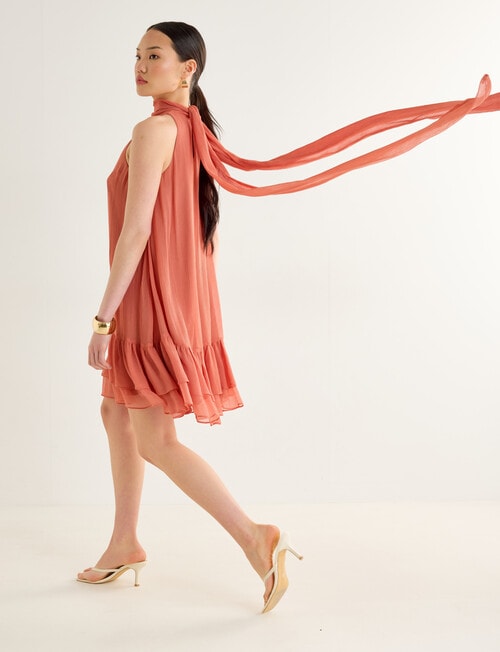 State of play Mirabelle Tie Neck Dress, Woodrose product photo View 08 L