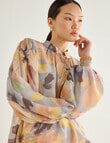 State of play Lydia Floral Print Puff Sleeve Blouse, IceBlue product photo