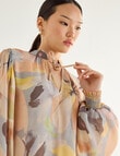 State of play Lydia Floral Print Puff Sleeve Blouse, IceBlue product photo View 04 S