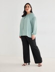 Studio Curve Collection Satin Blouse, Mint product photo View 03 S