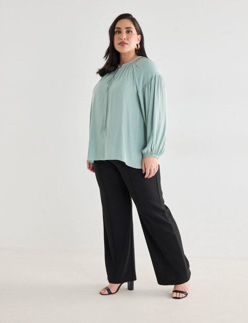 Studio Curve Collection Satin Blouse, Mint product photo View 03 L