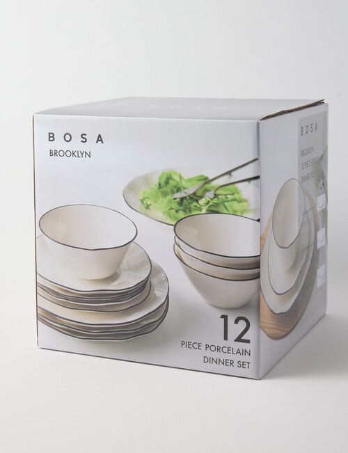 Bosa Brooklyn Dinner Set, 12-Piece, White & Black product photo View 02 L