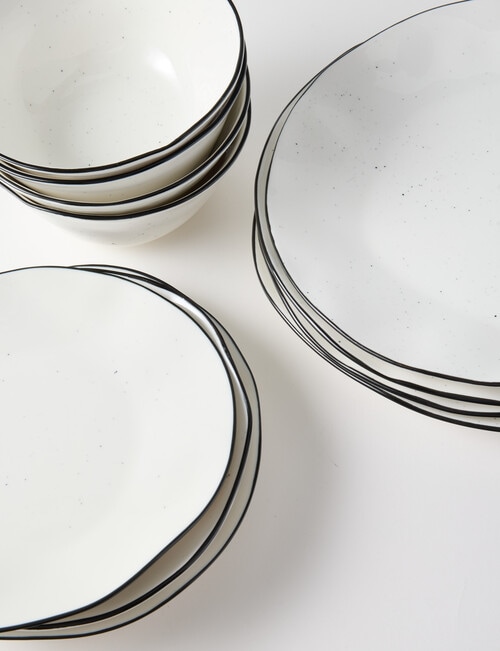 Bosa Brooklyn Dinner Set, 12-Piece, White & Black product photo View 03 L