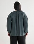 Studio Curve Collection Satin Blouse, Olive product photo View 02 S