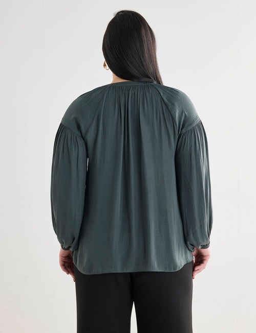 Studio Curve Collection Satin Blouse, Olive product photo View 02 L