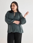 Studio Curve Collection Satin Blouse, Olive product photo View 04 S