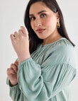 Studio Curve Collection Satin Blouse, Mint product photo
