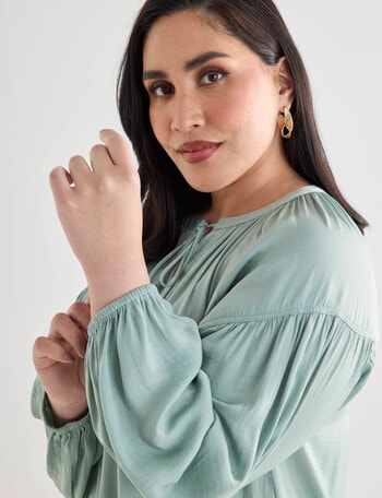 Studio Curve Collection Satin Blouse, Mint product photo