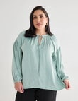 Studio Curve Collection Satin Blouse, Mint product photo View 05 S