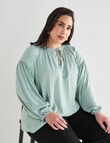 Studio Curve Collection Satin Blouse, Mint product photo View 06 S
