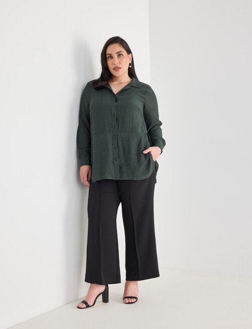 Studio Curve Collection Long Sleeve Magic Shirt, Olive product photo View 03 L