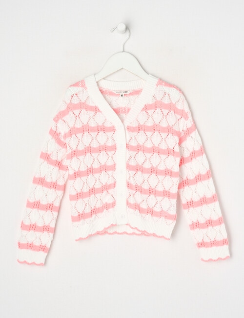 Mac & Ellie Stripe Cardigan, Coral & Vanilla product photo