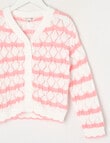 Mac & Ellie Stripe Cardigan, Coral & Vanilla product photo View 02 S