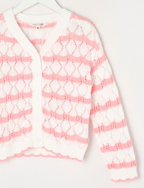 Mac & Ellie Stripe Cardigan, Coral & Vanilla product photo View 02 L
