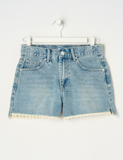 Switch Ava Frayed Lace Hem Short, Washed Blue product photo