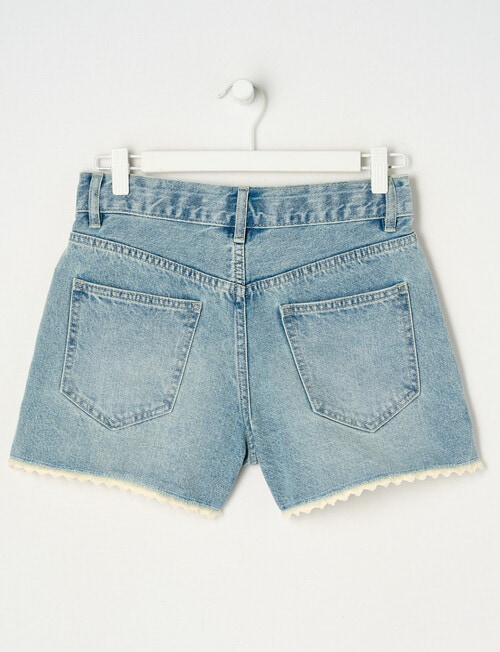 Switch Ava Frayed Lace Hem Short, Washed Blue product photo View 02 L