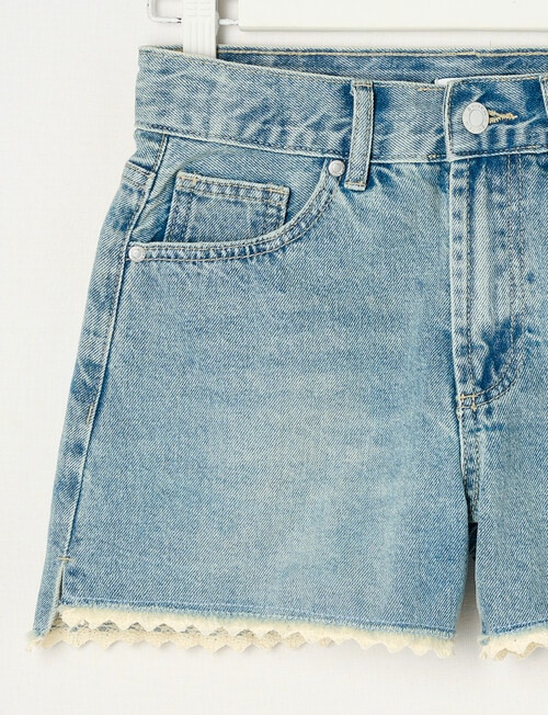 Switch Ava Frayed Lace Hem Short, Washed Blue product photo View 03 L