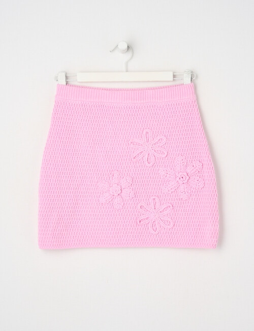 Switch Flowers Knit Skirt, Pink product photo