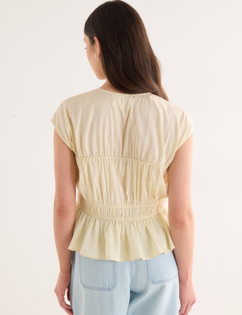 Mineral Gali Cotton Tie Front Top, Buttercream product photo View 02 L