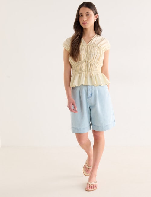 Mineral Gali Cotton Tie Front Top, Buttercream product photo View 03 L