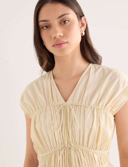 Mineral Gali Cotton Tie Front Top, Buttercream product photo View 04 L