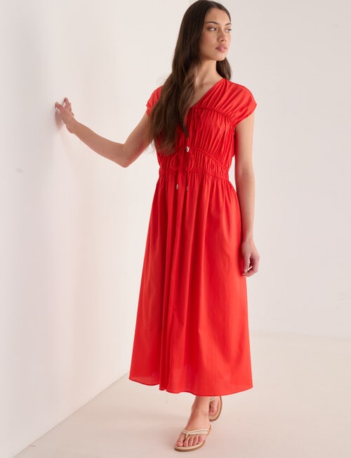 Mineral Gali Cotton Tie Front Dress, Red product photo View 03 L