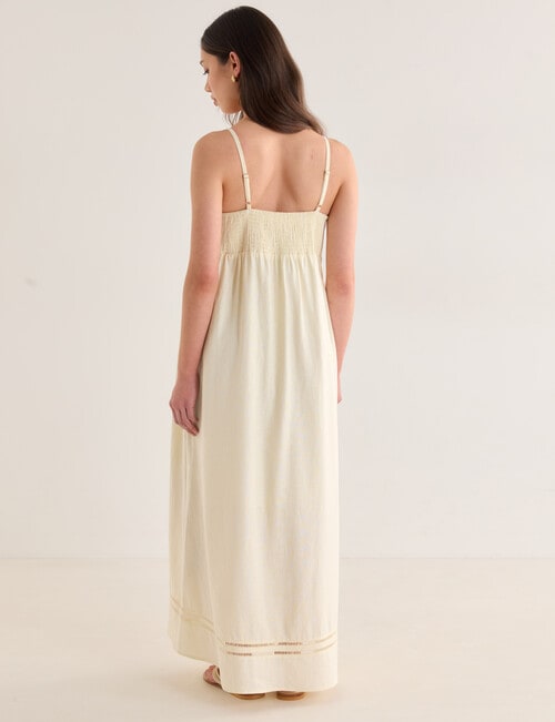 Mineral Lani Lace Trim Linen Blend Maxi Dress, Buttercream product photo View 02 L