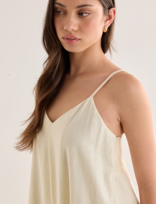 Mineral Lani Lace Trim Linen Blend Maxi Dress, Buttercream product photo View 04 L