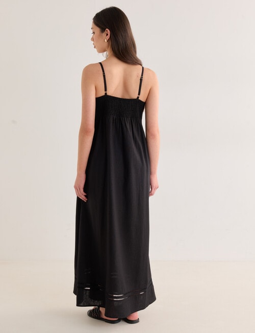 Mineral Lani Lace Trim Linen Blend Maxi Dress, Black product photo View 02 L