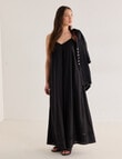 Mineral Lani Lace Trim Linen Blend Maxi Dress, Black product photo View 04 S