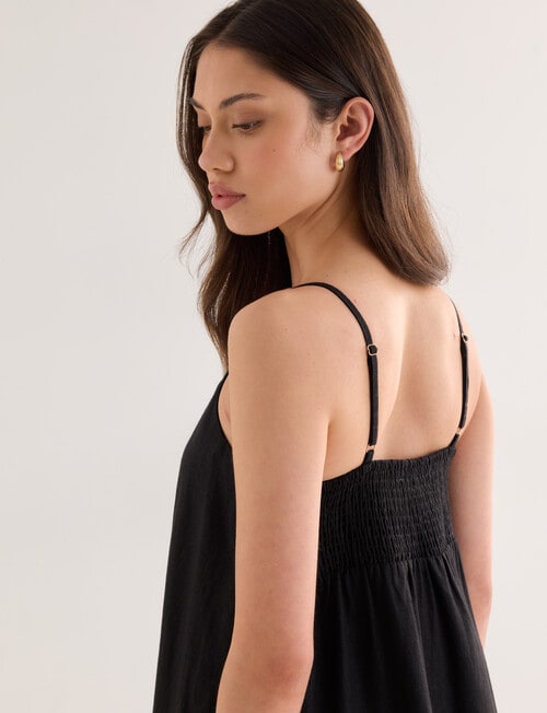 Mineral Lani Lace Trim Linen Blend Maxi Dress, Black product photo View 05 L