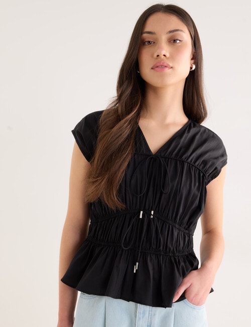 Mineral Gali Cotton Tie Front Top, Black product photo View 04 L